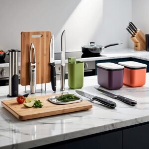Default A modern kitchen countertop filled with sleek and inno 1
