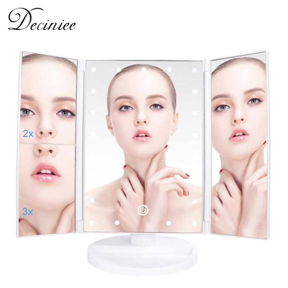 Miroir de maquillage lumineux pliable – Image 2