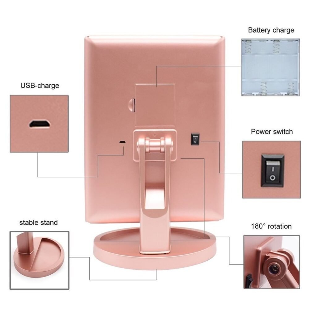Miroir de maquillage lumineux pliable – Image 6