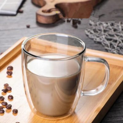 Tasse avec couvercle en verre double paroi 350ml