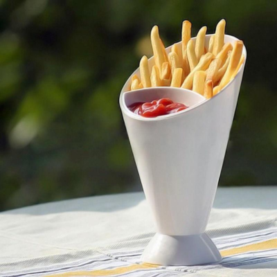 Cône à Amuse-bouches avec compartiment pour sauce. – Image 4