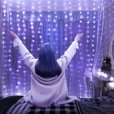 Guirlandes lumineuse LED pour rideau avec télécommande blue