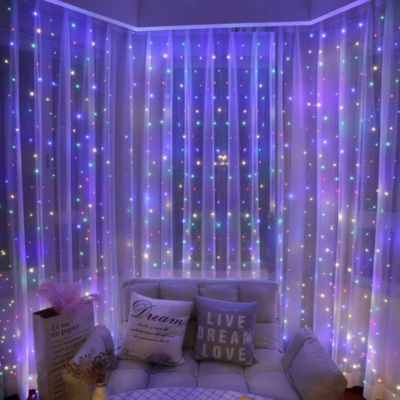 Guirlandes lumineuse LED pour rideau avec télécommande multicolor