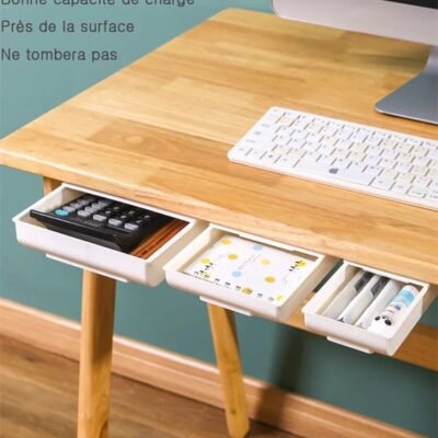 Tiroir de rangement de bureau caché – Image 3