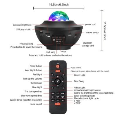 Projecteur galaxy lecteur de music usb speaker bleutooth – Image 6