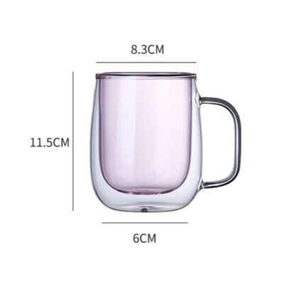 Tasses en verre colorées à double paroi avec poignée – Image 6