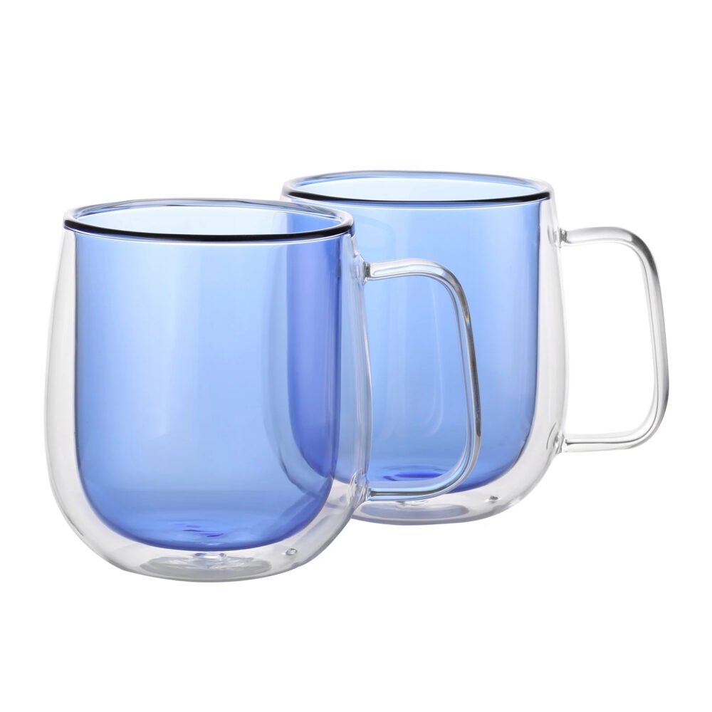 Tasses en verre colorées à double paroi avec poignée – Image 3
