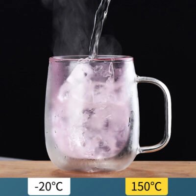 Tasses en verre colorées à double paroi avec poignée – Image 4