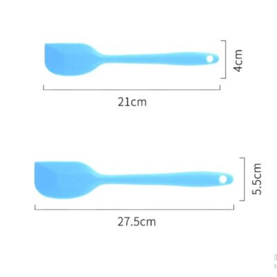 a blue spatula with measurements