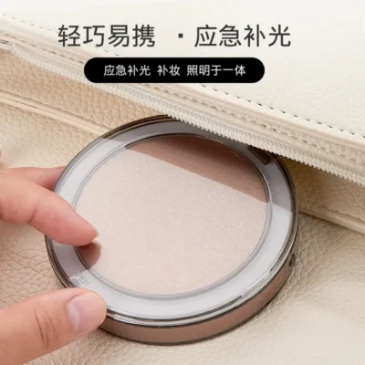 Mini miroir pliable LED rechargable - ronde – Image 6