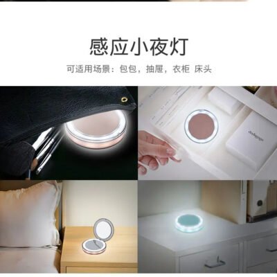 Mini miroir pliable LED rechargable - ronde – Image 3