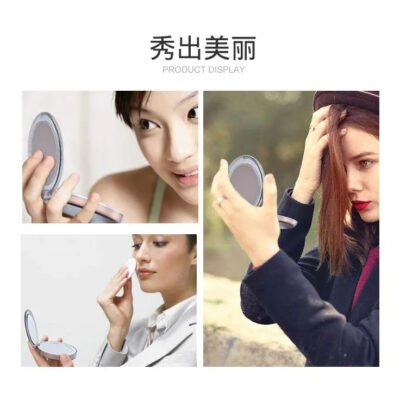 Mini miroir pliable LED rechargable - ronde – Image 4